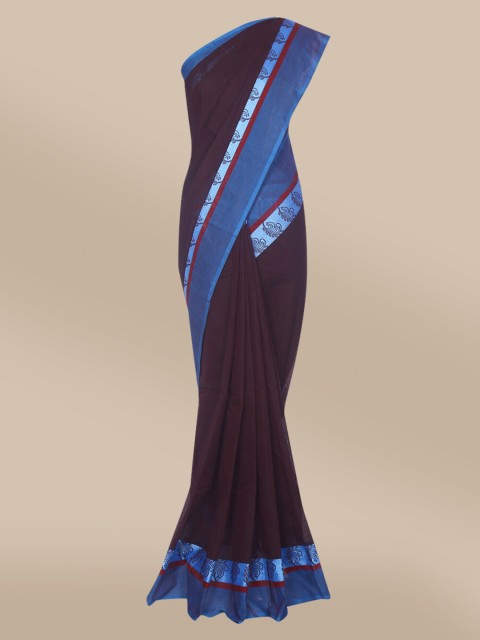

The Chennai Silks Brown & Blue Pure Cotton Chettinad Saree