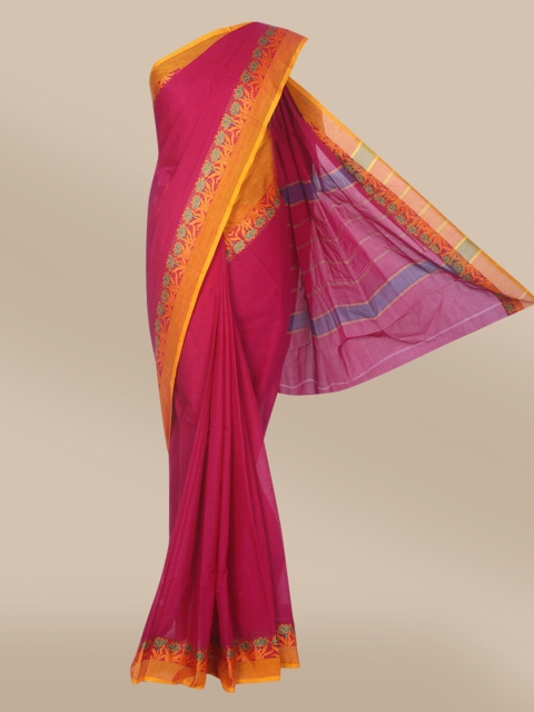 

The Chennai Silks Magenta & Orange Pure Cotton Chettinad Saree