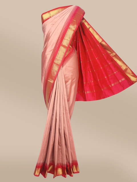 

The Chennai Silks Women Brown & Red Woven Design Kadiyal Silk Saree