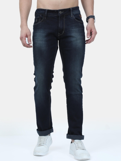 

VUDU Men Navy Blue Smart Slim Fit Light Fade Stretchable Jeans