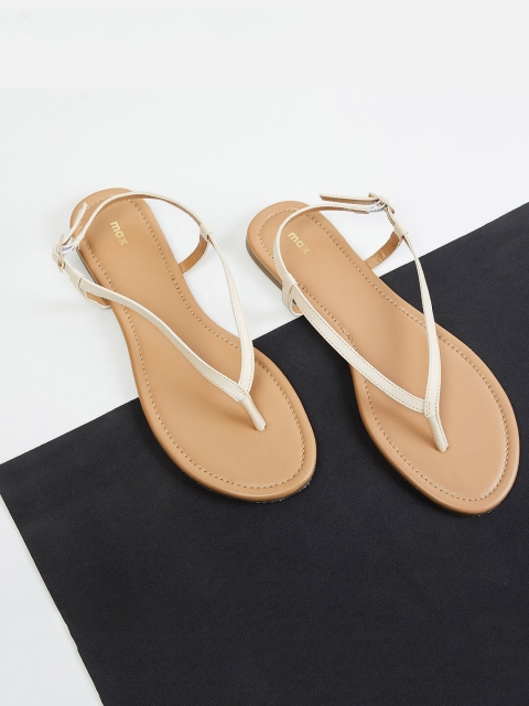

max Women Beige Open Toe Flats