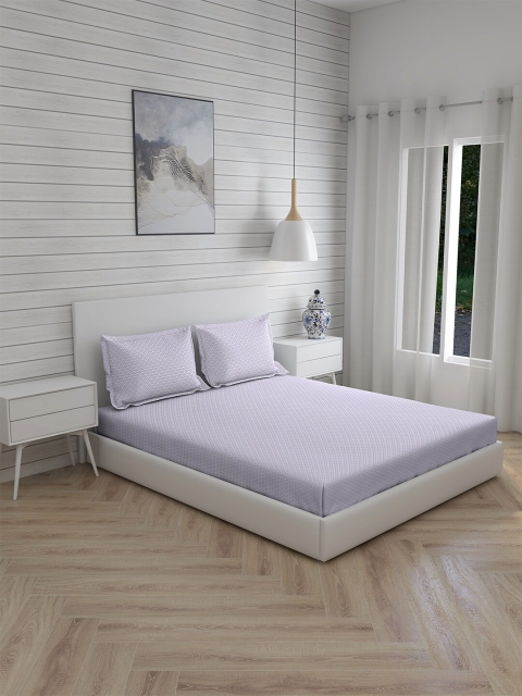 

Boutique Living India Purple & White Amethyst 300 TC King Bedsheet & 2 Pillow Covers