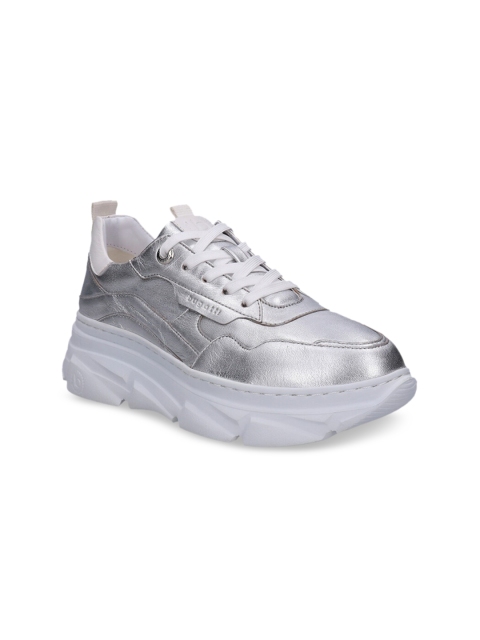 

Bugatti Women Silver-Toned Leather Sneakers