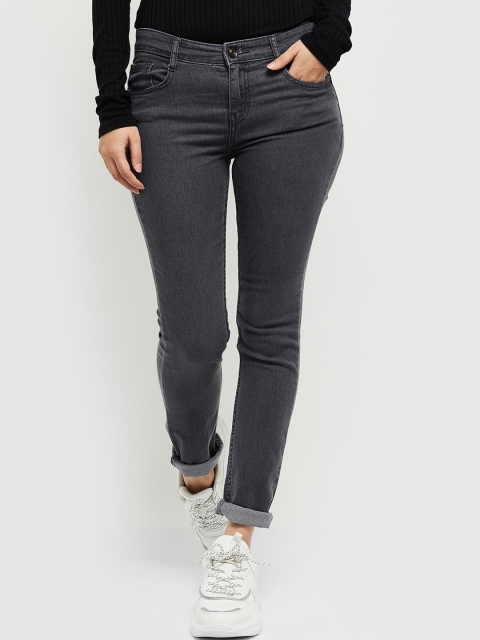 

max Women Charcoal Grey Slim Fit Stretchable Jeans