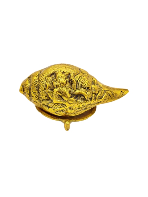 

WENS Gold Metal Shankh with Emobessed Craving Art Of Ganesha