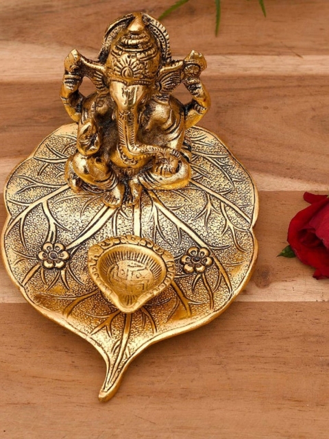 

WENS Bronze-Toned Brass Ganesh Decorative Wall Hanging Diya, Gold
