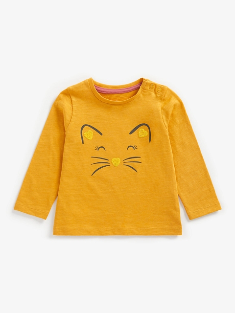 

mothercare Girls Mustard Yellow Printed T-shirt