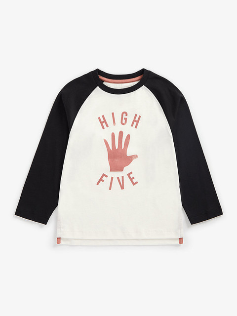 

mothercare Infant Boys White & Black Typography Printed Pure Cotton T-shirt