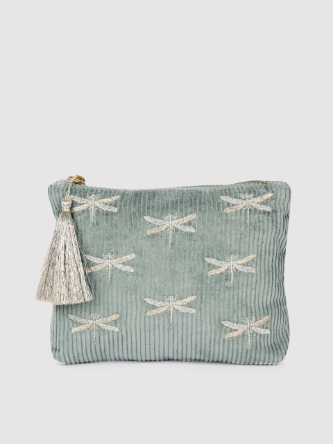 

Accessorize Women Green Woven Design Embroidered Pouch