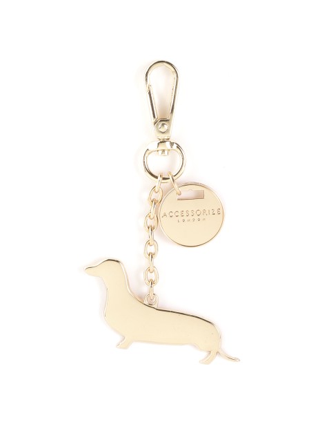 

Accessorize Key Chain with Metal Sausage Dog Keyring, Gold