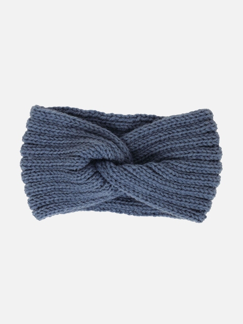 

ToniQ Women Navy Blue Winter Wide Ear Warmer Knitted Woolen Cross Crochet Hairband