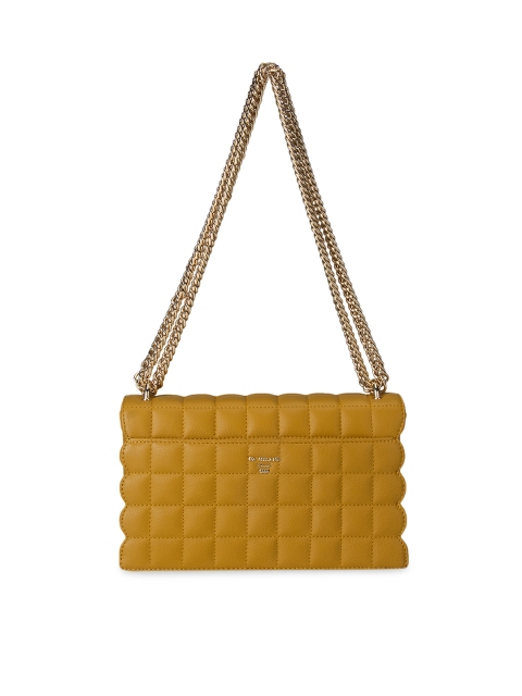 

Da Milano Yellow Leather Structured Sling Bag with Quilted
