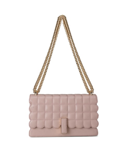 

Da Milano Pink Textured Leather Structured Sling Bag with Quilted