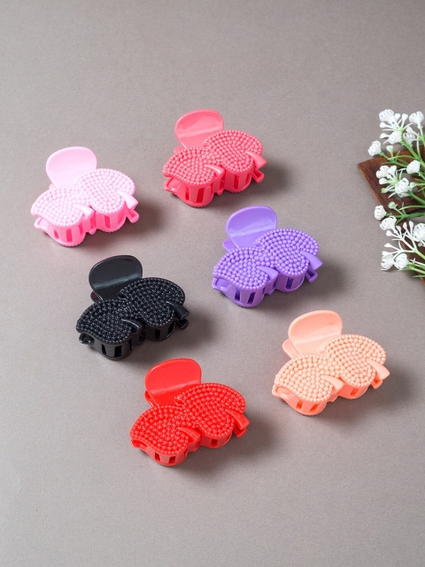 

Golden Peacock Women Red & Pink Set of 6 Claw Clip