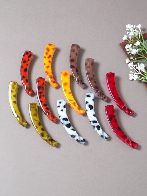 

Golden Peacock Women Set of 12 Multicoloured Banana Clip, Multi