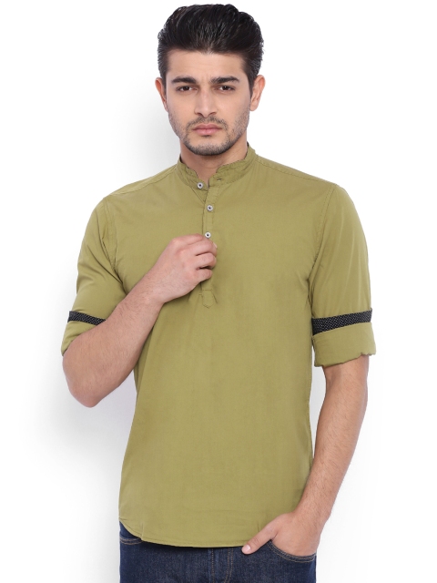 

IVOC Men Khaki Solid Straight Kurta