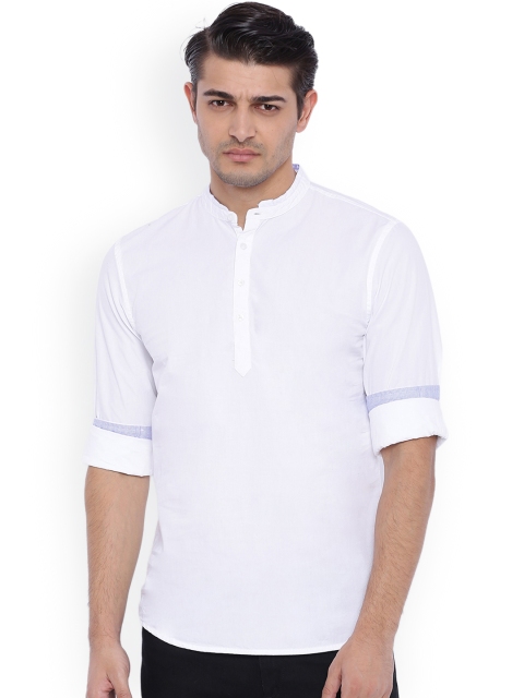 

IVOC Men White Solid Straight Kurta