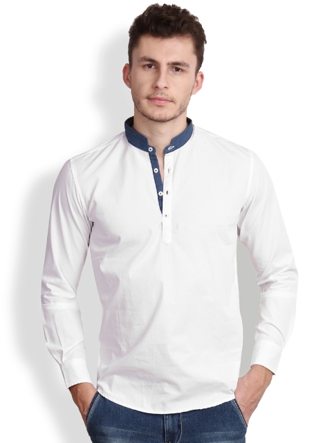 

IVOC Men White Solid Straight Kurta