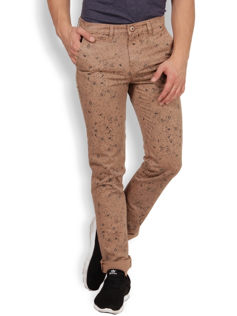 

IVOC Men Brown Printed Slim Fit Chino Trousers