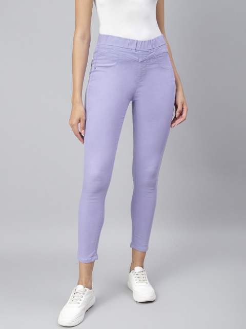 

TALES & STORIES Women Purple Solid Skinny-Fit Jeggings