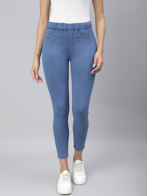

TALES & STORIES Women Blue Solid Skinny-Fit Jeggings