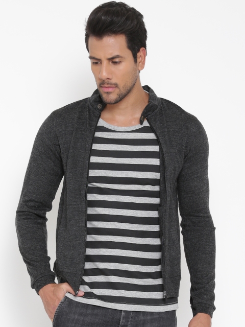 

Peter England Casuals Men Charcoal Grey Solid Cardigan