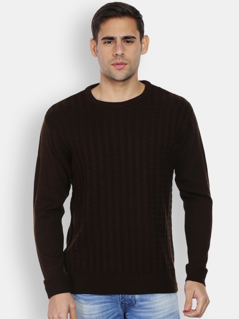 

Peter England Casuals Men Brown Self-Design Sweater