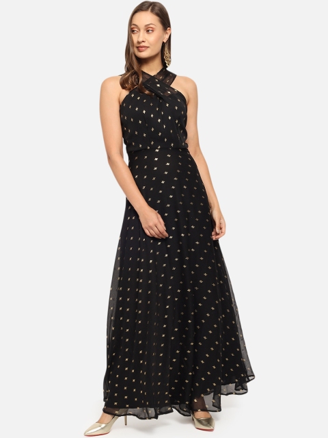

Just Wow Black Embellished Chiffon Maxi Dress
