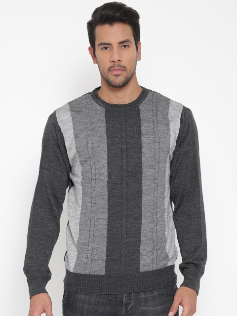 

Peter England Casuals Grey Striped Sweater
