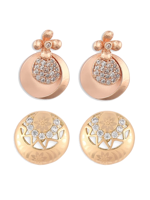 

ZINU Rose Gold Set of 2 Contemporary Studs Earrings
