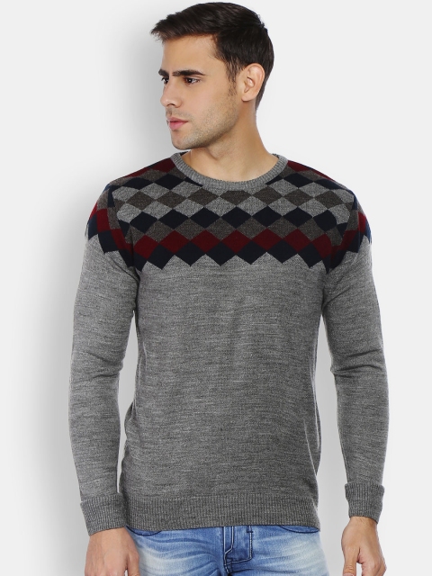 

Peter England Men Grey Knitted Sweater