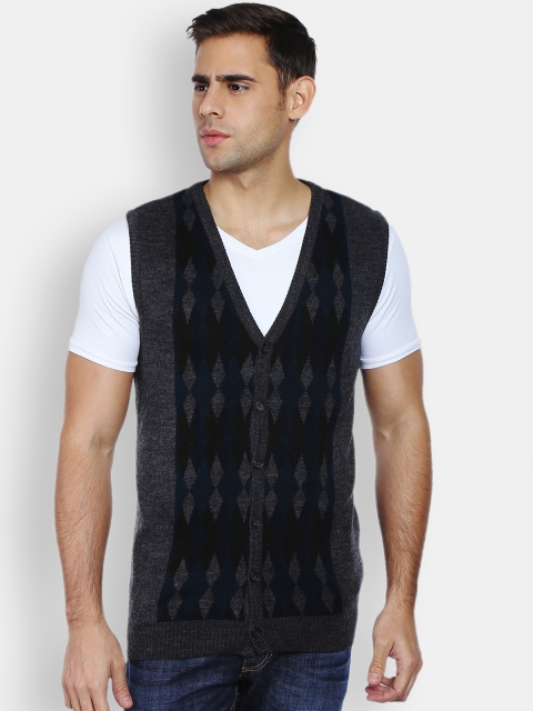 

Peter England Men Grey Printed Sweater