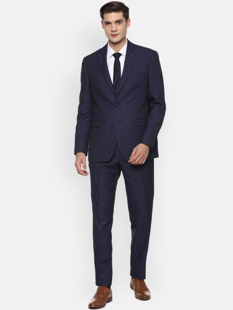 

Van Heusen Men Navy Blue Self-Design Slim-Fit Single-Breasted 2 Piece Formal Suit