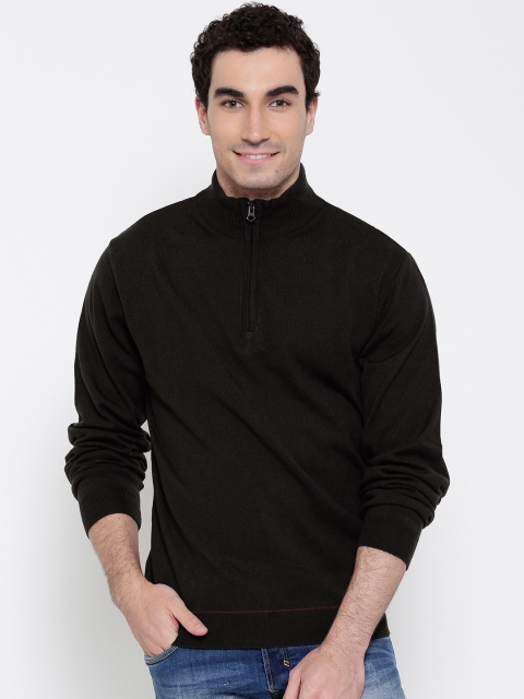

Peter England Men Charcoal Grey Solid Sweater