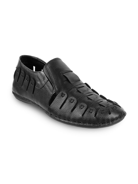 

Mochi Men Black Leather Shoe-Style Sandals