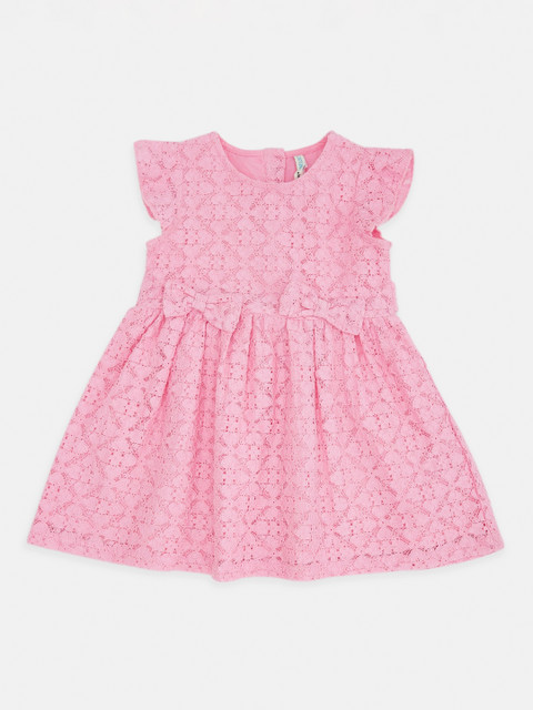 

Pantaloons Baby Pink Self Design Cotton Dress