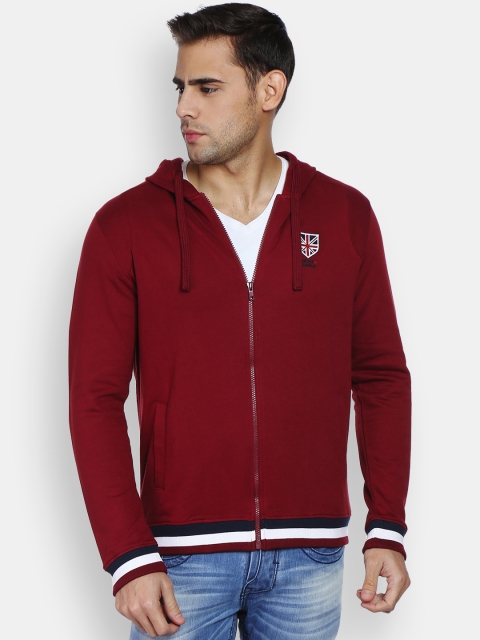 

Peter England Men Dark Red Hooded Sweatshirt