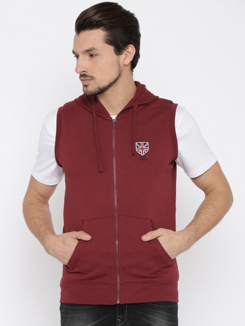 

Peter England Casuals Maroon Sleeveless Hooded Sweatshirt