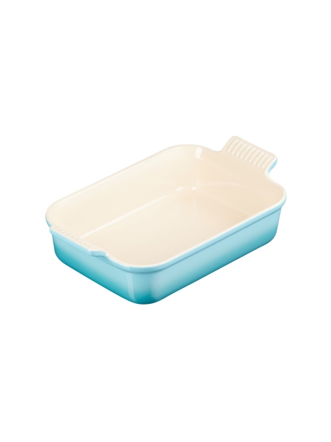 

LE CREUSET Teal Blue & Cream-Colored Deep Rectangular Dish Tray