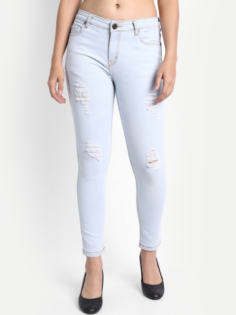 

BROADSTAR Women Blue Comfort Skinny Fit Mildly Distressed Heavy Fade Stretchable Jeans