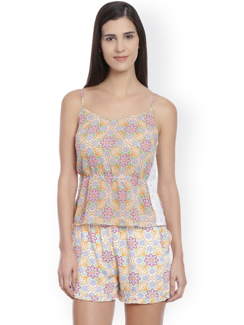 

Mystere Paris Orange Floral Print Lounge Set I58C