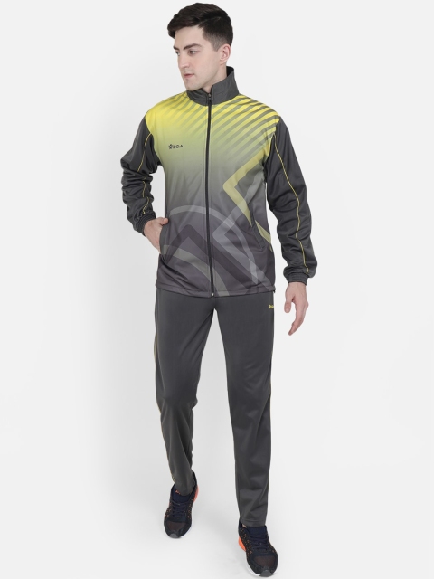 

VEGA Men Grey & Yellow Rapid Dry Anti Static Tracksuit