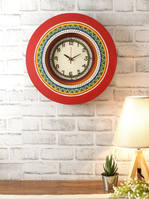 

Aapno Rajasthan Red & Yellow Printed Contemporary Wall Clock