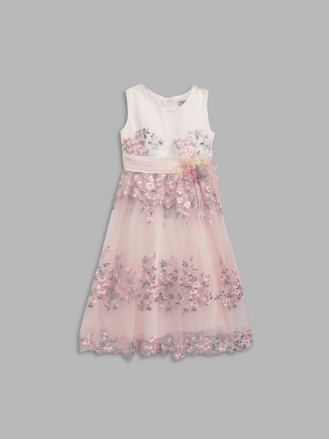 

Butterfly Blush Pink Floral Embroidered Dress