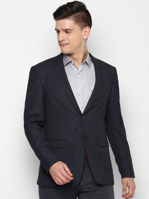 

Allen Solly Men Navy Blue Self-Design Slim-Fit Single-Breasted Formal Blazer