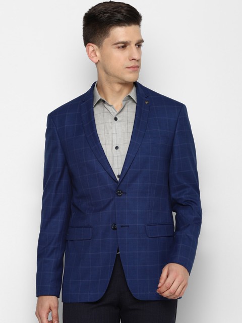

Allen Solly Men Blue Checked Slim-Fit Single-Breasted Formal Blazer