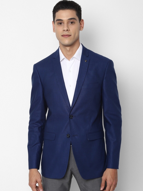 

Allen Solly Men Navy Blue Self Design Slim-Fit Single-Breasted Formal Blazer