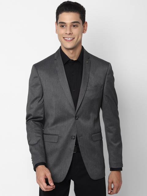 

Allen Solly Men Grey Self-Design Single-Breasted Slim-Fit Blazer