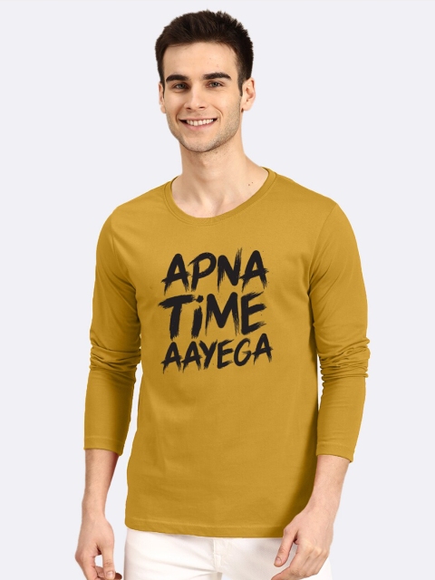 

Bewakoof Men Mustard Yellow Typography Printed T-shirt