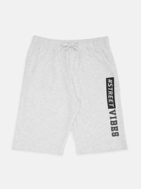 

Pantaloons Junior Boys Grey Melange Typography Printed Regular Shorts